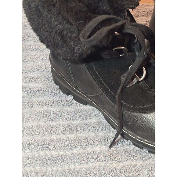 Baretraps Black Leather Faux Fur Combat Boots 9M - Picture 5 of 10